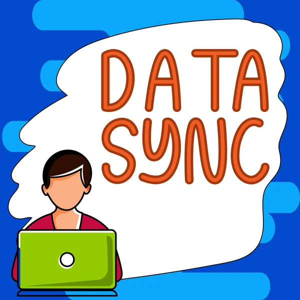 Koncepční Popisek Synchronizace Dat Data Obchodního Přístupu Která Jsou Nepřetržitě — Stock fotografie