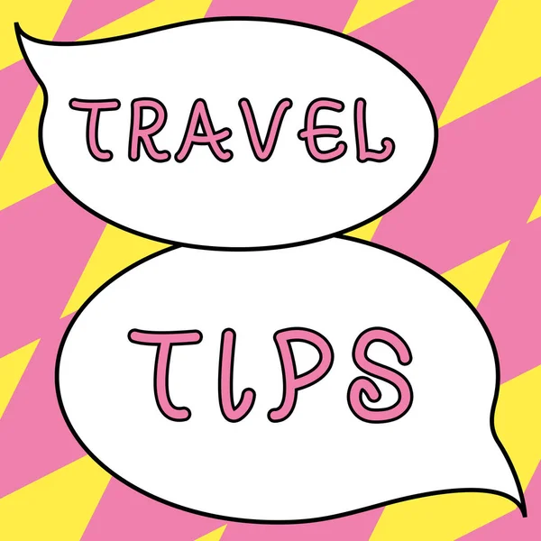 Konceptuální Titulek Cestovní Tipy Slovo Pro Doporučení Pro Šťastnou Cestu — Stock fotografie