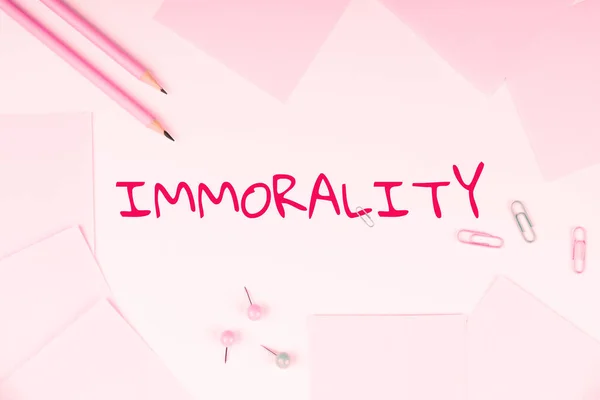 Exibição Conceitual Imoralidade Conceito Negócio Estado Qualidade Ser Imoral Maldade — Fotografia de Stock