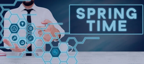 Text Sign Showing Spring Time Internet Concept Temperate Season Year — Stock Photo, Image
