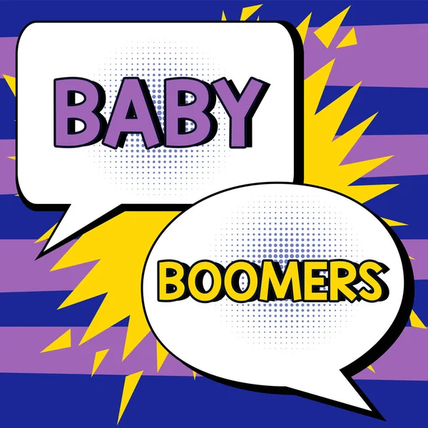 Pisanie Tekstu Baby Boomers Concept Oznacza Osobę Która Urodziła Się — Zdjęcie stockowe
