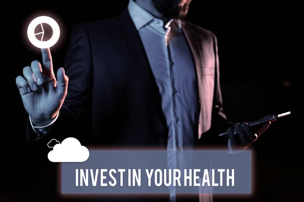 Inspiration Zeigt Zeichen Invest Your Health Konzeptfoto Leben Sie Einen — Stockfoto