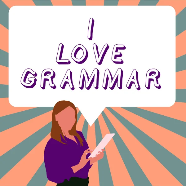Jelzés Megjelenítése Love Grammar Word Írta Cselekmény Csodálattal Rendszer Szerkezet — Stock Fotó