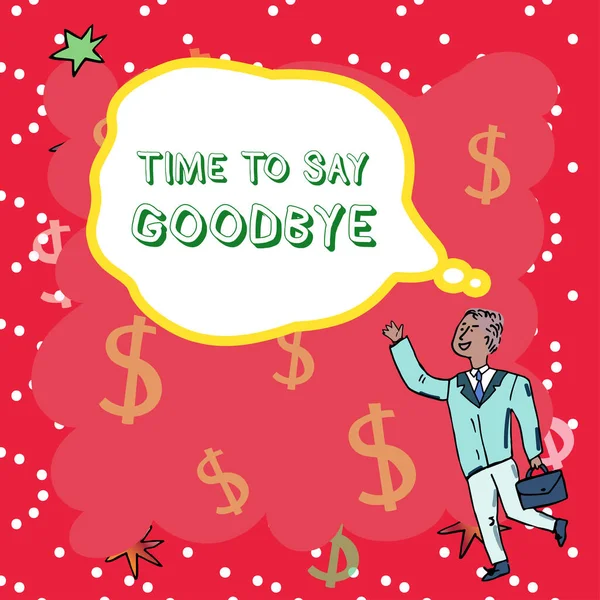 Text Bildtext Presenterar Dags Att Säga Adjö Begreppet Betyder Budgivning — Stockfoto