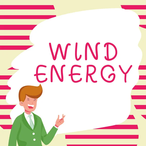 コンセプトキャプション風力エネルギー 風力発電に使用されるプロセスの概念写真 — ストック写真