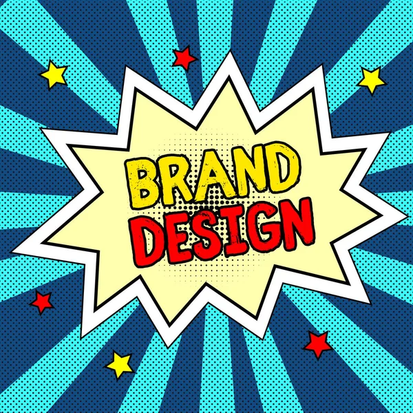 Escrita Exibindo Texto Brand Design Ideia Negócio Elementos Visuais Que — Fotografia de Stock