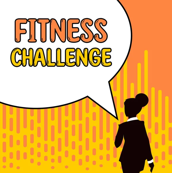 Fitness Challenge Üzleti Koncepció Állapotát Bemutató Szöveges Jel Hogy Fizikailag — Stock Fotó