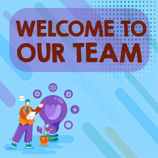 Willkommen Unserem Team Konzept Bedeutet Eine Andere Person Ihren Teamkollegen — Stockfoto