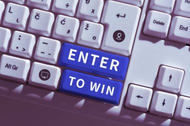 Kavramsal görünüm Kazanmak İçin Girin, İnternet Konsepti ödül veya kazanma şansı karşılığında bir şey takas ediyor