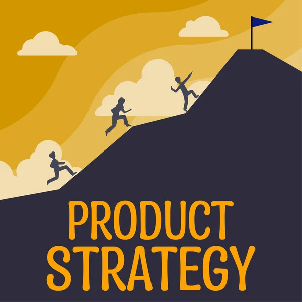 概念标题产品战略 商业展示成功产品生产的长期计划制定 — 图库照片