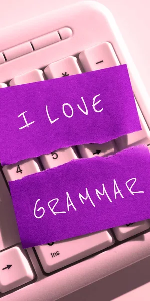 stock image Inspiration showing sign I Love Grammar, Business idea act of admiring system and structure of language
