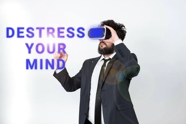 Концептуальний Дисплей Destress Your Mind Огляд Бізнесу Вивільнення Ментальної Напруги — стокове фото