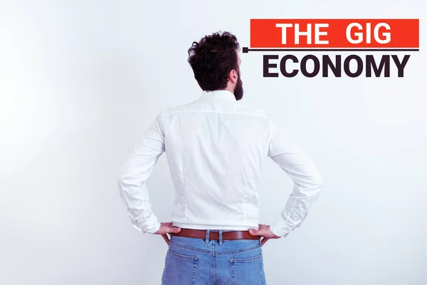 Tanda Teks Yang Menunjukkan Gig Economy Word Market Short Term — Stok Foto