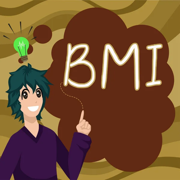 显示Bmi的标志 表示根据体重和身高估计身体脂肪水平的方法 — 图库照片