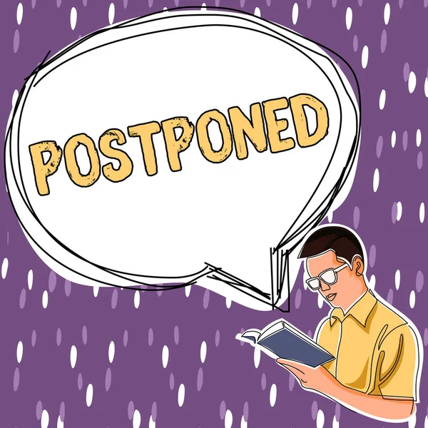 Sign Displaying Postponed Word Written Place Later Order Precedence Preference — Stock Photo, Image