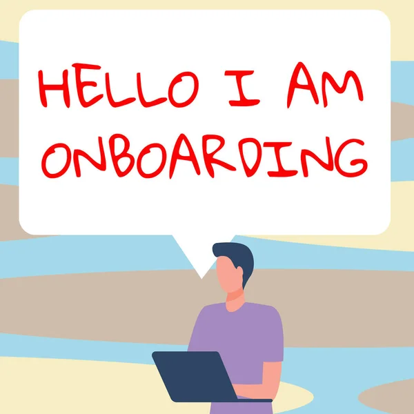 Υπογραφή Κειμένου Που Δείχνει Hello Onboarding Επιχειρηματική Έννοια Δράση Διαδικασία — Φωτογραφία Αρχείου