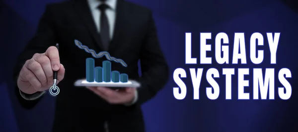 Texto Manuscrito Legacy Systems Word Escrito Sistema Computador Tecnologia Método — Fotografia de Stock