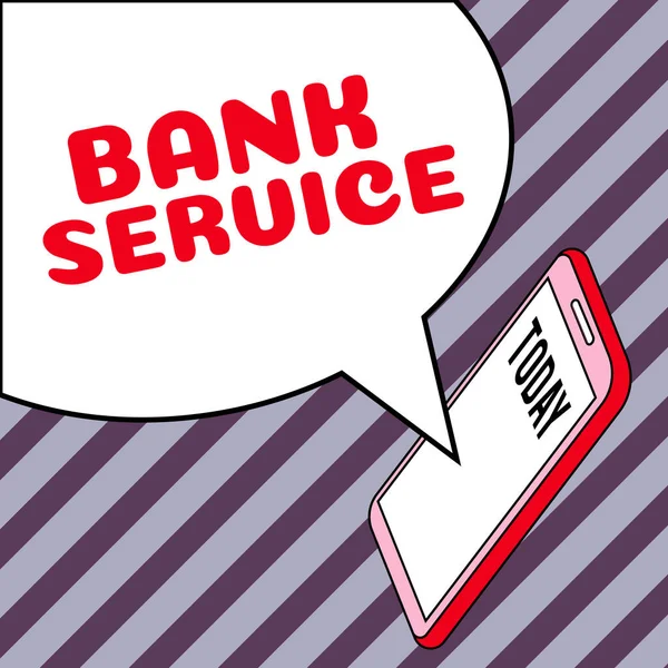 インスピレーション銀行サービス 概念的な活動を示すテキスト銀行によるお金の受け入れと保護に関する — ストック写真