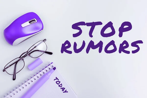 Inspiração Mostrando Sinal Stop Rumors Internet Concept Colocar Fim Circulando — Fotografia de Stock