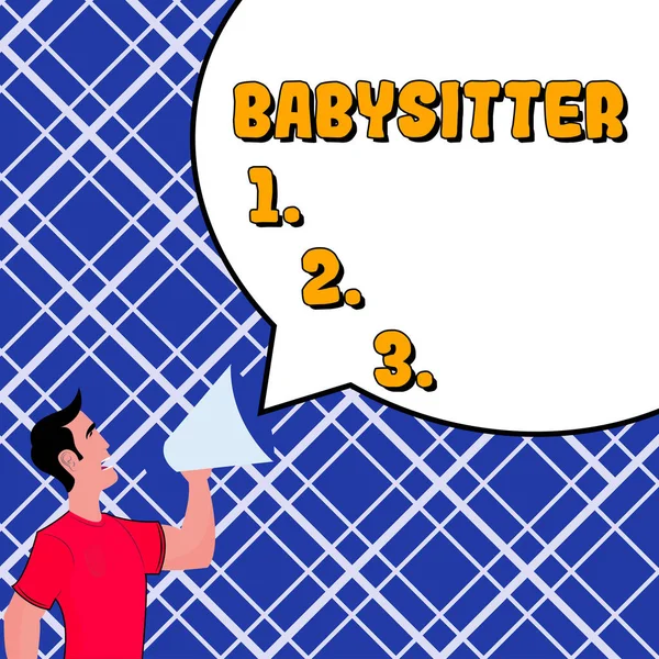 Skylt Som Visar Babysitter Internet Koncept Att Hand Barn Oftast — Stockfoto