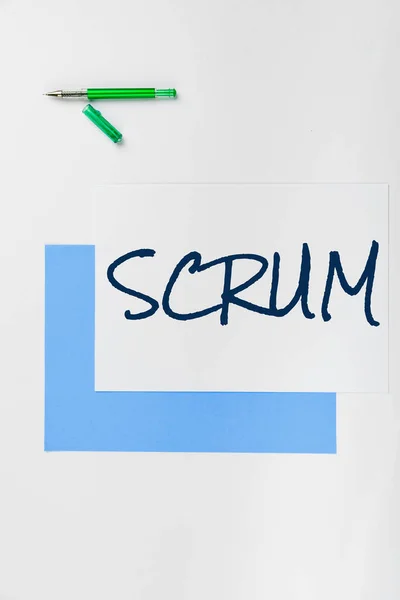Пишучи Текст Scrum Concept Означає Почерк Відмінний Від Друкованих Символів — стокове фото