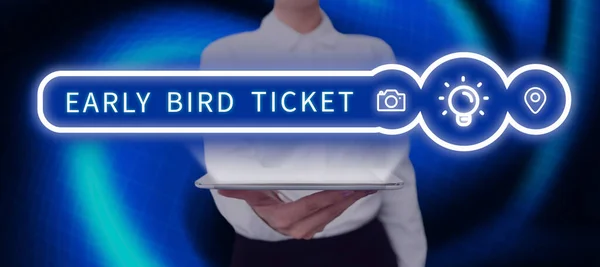 Podpis Koncepcyjny Early Bird Ticket Przegląd Biznesowy Zakup Biletu Przed — Zdjęcie stockowe