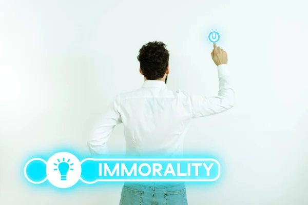 Sign Displaying Immorality Business Showcase State Quality Being Immoral Wickedness — Stock Photo, Image