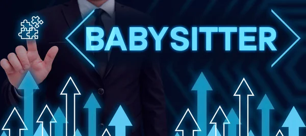Sinal Texto Mostrando Babysitter Visão Geral Negócio Para Cuidar Crianças — Fotografia de Stock