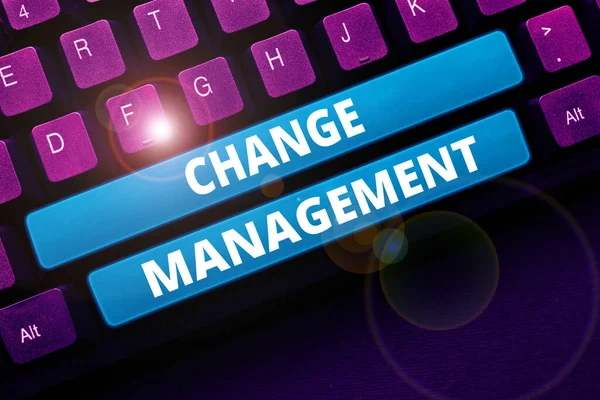 Legenda Conceitual Change Management Word Replacement Leadership Organization Novas Políticas — Fotografia de Stock