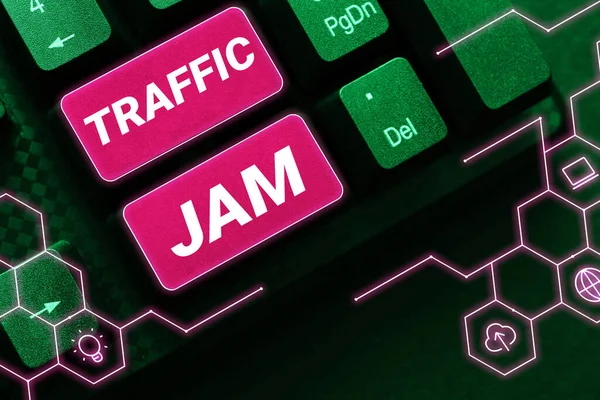 컨셉트 디스플레이 트래픽 Traffic Jam 근접하여 움직일 수없는 의미하는 — 스톡 사진