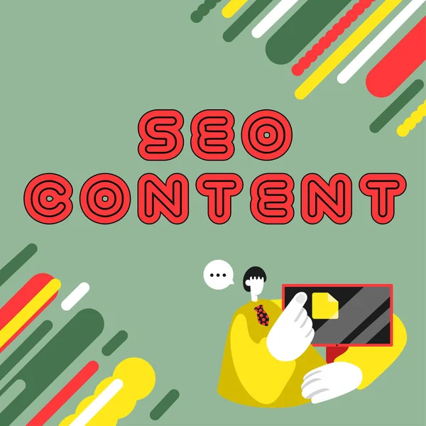 Konceptuální Titulek Seo Content Business Idea Vytváření Obsahu Který Pomáhá — Stock fotografie