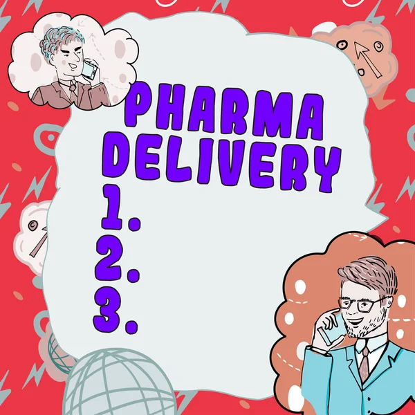 Signo Texto Que Muestra Pharma Delivery Escaparate Negocios Que Recibe — Foto de Stock
