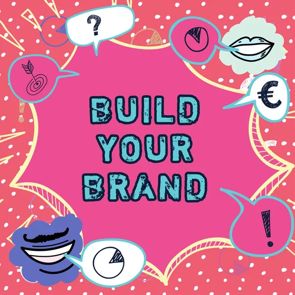 手写标志打造你的品牌 商业理念打造一个商业身份营销广告 — 图库照片