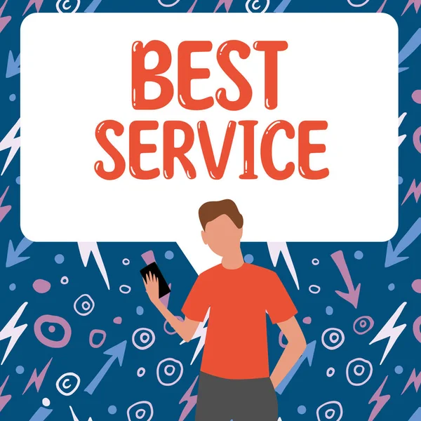 Sign Weergeven Van Beste Service Business Concept Beste Beoordeeld Bijstand — Stockfoto