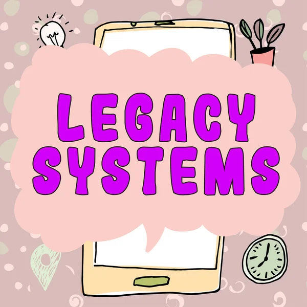 Zeichenanzeige Legacy Systems Word Written Old Method Technology Computer System — Stockfoto