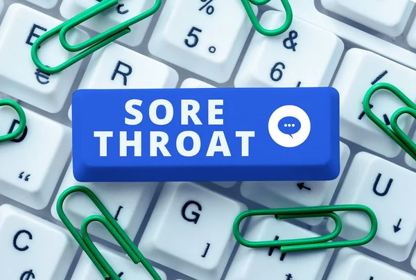 Stock image Writing displaying text Sore Throat, Word Written on Inflammation ot the pharynx and fauces resulted from an irritation