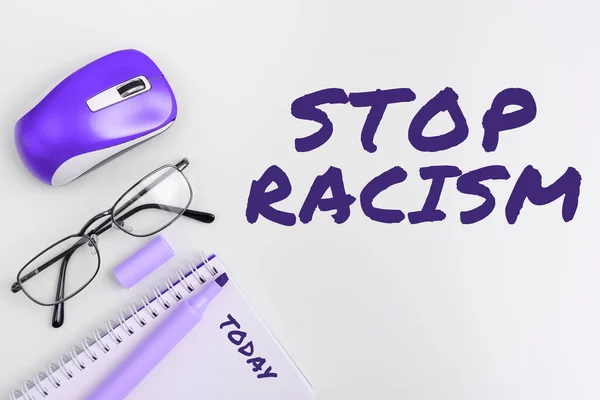 Legenda Conceitual Stop Racismo Palavra Escrito Fim Antagonismo Dirigido Contra — Fotografia de Stock