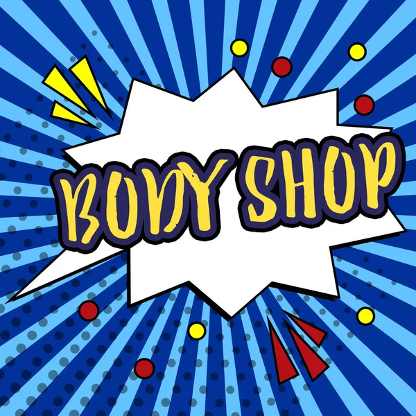 Schrift Mit Text Body Shop Word Geschrieben Auf Einem Geschäft — Stockfoto
