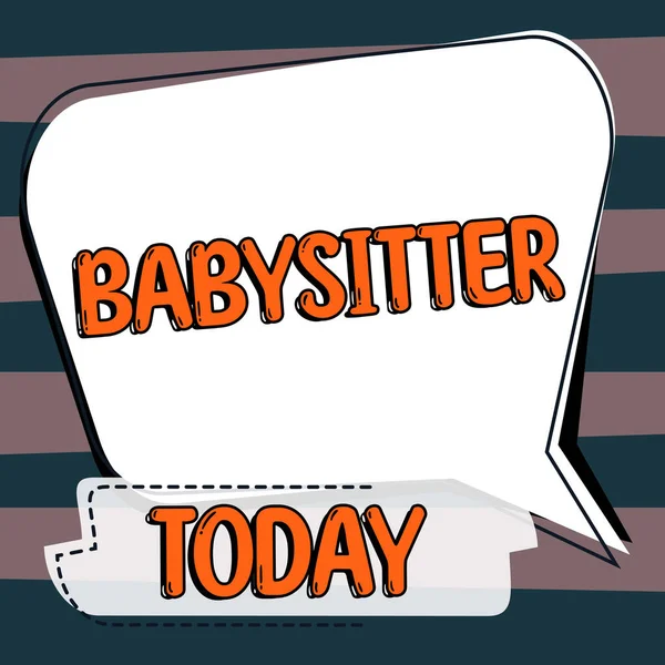 Bildunterschrift Babysitter Word Care Für Kinder Der Regel Während Einer — Stockfoto