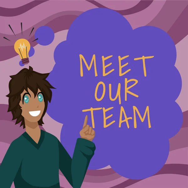 Conceptual caption Meet Our Team, Business overview introducing another person to your team mates in the company