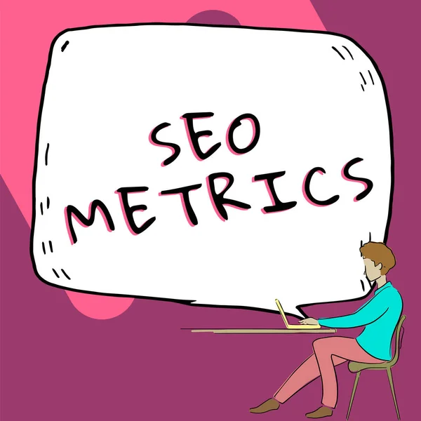 Konceptuell Bildtext Seo Metrics Affärsidé Mäta Prestanda Webbplats För Organiska — Stockfoto