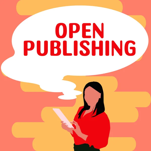 显示开放出版 商业方法的文字标志在线访问许多公共领域和绝版书籍 — 图库照片