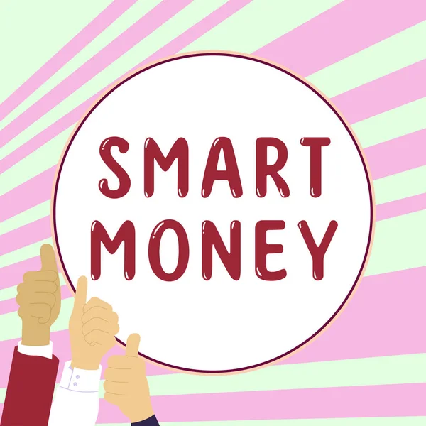 Tanda Teks Yang Menunjukkan Smart Money Business Mengulas Taruhan Uang — Stok Foto