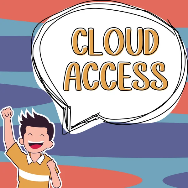 Подпись Тексту Представляющая Cloud Access Word Software Tool Между Организацией — стоковое фото