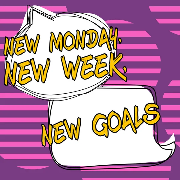 テキストを手書きする新しい月曜日 新しい週 新しい目標 新しい目標を開始する別の週末のための単語 — ストック写真