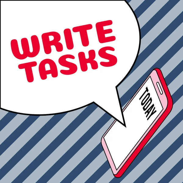 Εννοιολογική Λεζάντα Write Tasks Επιχειρηματική Ιδέα Ανατεθεί Κομμάτι Της Εργασίας — Φωτογραφία Αρχείου