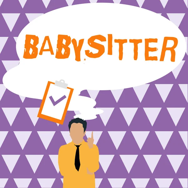 Schild Mit Der Aufschrift Babysitter Geschäftsidee Kinder Der Regel Während — Stockfoto