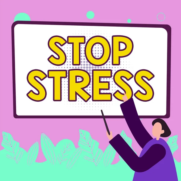 Exibição Conceitual Stop Stress Internet Concept Procure Ajuda Tome Medicamentos — Fotografia de Stock