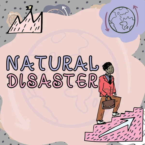 展示自然灾害的标志 在自然和自然过程中发生的概念意义 — 图库照片