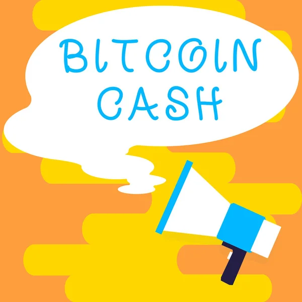 Text Bildtext Presenterar Bitcoin Cash Affärsidé Typ Kryptovaluta Blockkedja Digital — Stockfoto